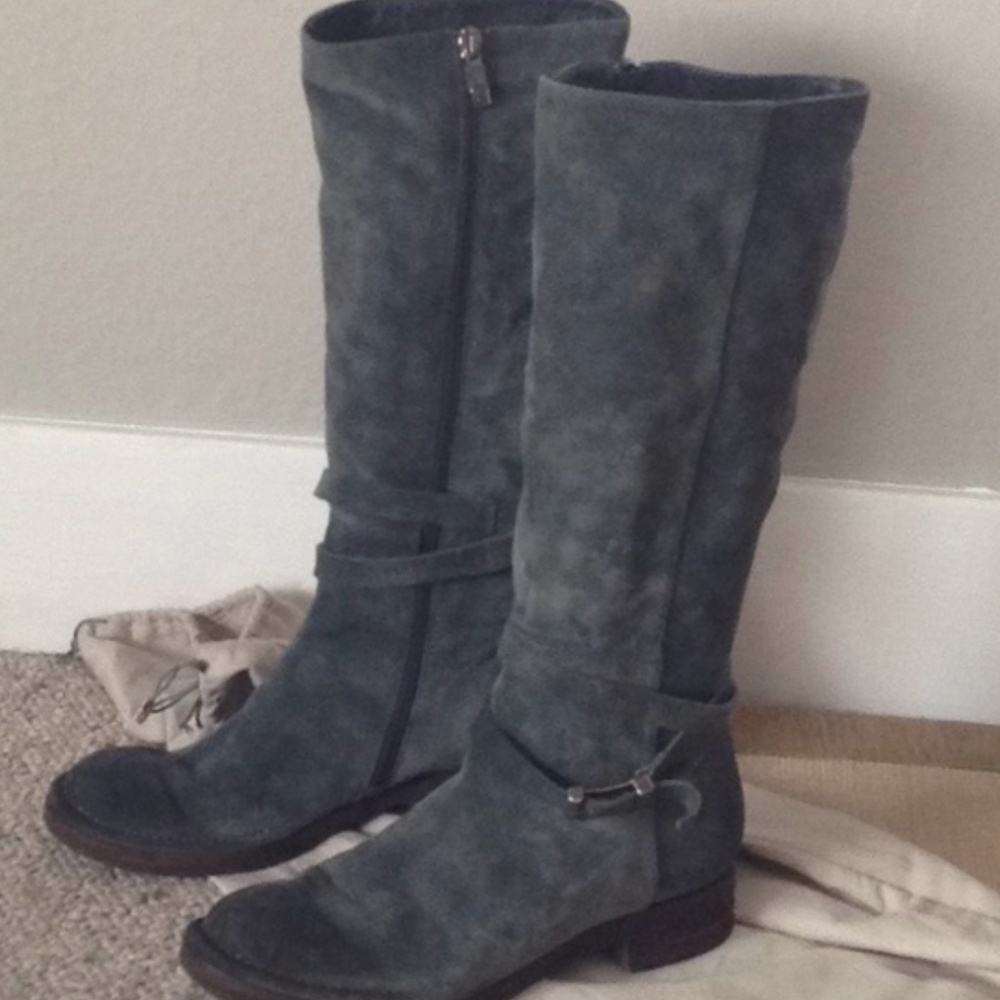 Alberto Fermani blue-grey leather suede boots - Picture 5 of 5